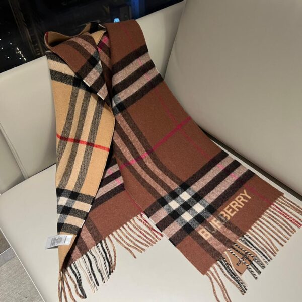 Sciarpa scozzese color block color cammello e color caramello