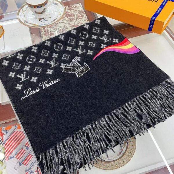Serie di scialli in cashmere con perline ricamati a mano LV Rainbow