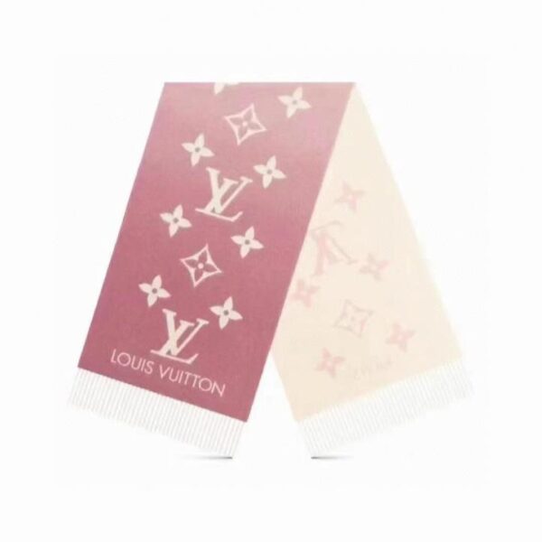 Sciarpa LV in cashmere double face in colore rosa sfumato in edizione limitata