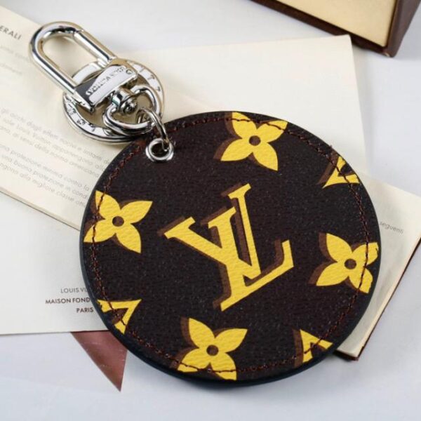 repliche,replica,perfette,siti di,affidabili,migliori siti,dove comprare,1:1,scarpe da ginnastica Portachiavi rotondo LV serie pendente fiore giallo nero (D0FC)