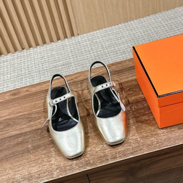 [Versione top] Hermès nuove ballerine Mary Jane con tacco spesso e piatto (24B3)