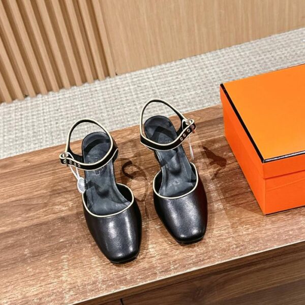 [Versione top] Hermès nuove ballerine Mary Jane con tacco spesso e piatto (720B)
