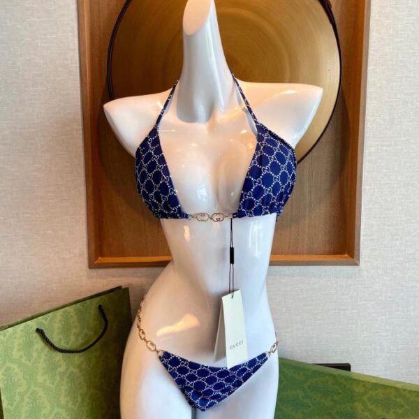 repliche,replica,perfette,siti di,affidabili,migliori siti,dove comprare,1:1,scarpe da ginnastica Nuovo costume da bagno bikini Gucci Doppia lettera G stampata canotta con catena reggiseno intimo + slip set in due pezzi