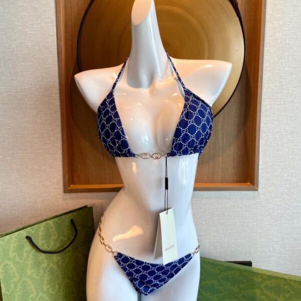 repliche,replica,perfette,siti di,affidabili,migliori siti,dove comprare,1:1,scarpe da ginnastica Nuovo costume da bagno bikini Gucci Doppia lettera G stampata canotta con catena reggiseno intimo + slip set in due pezzi