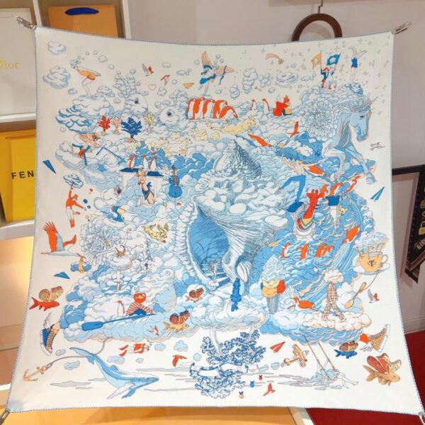 repliche,replica,perfette,siti di,affidabili,migliori siti,dove comprare,1:1,scarpe da ginnastica SHMS2278 Hermès [My Everything in the Cloud] Sciarpa quadrata in seta da 90 cm