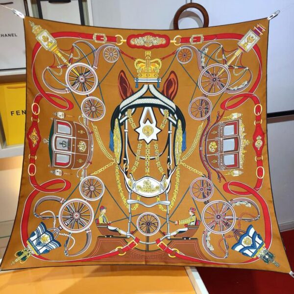 repliche,replica,perfette,siti di,affidabili,migliori siti,dove comprare,1:1,scarpe da ginnastica SHMS2445 Sciarpa quadrata in seta originale Hermès [Ruota della nobiltà] da 90 cm