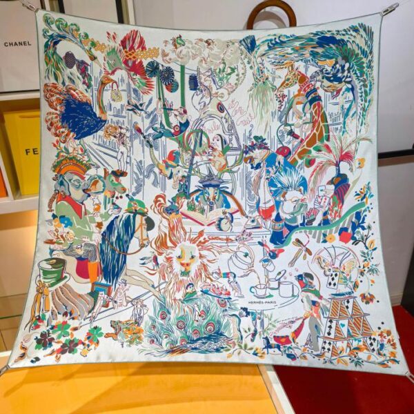 repliche,replica,perfette,siti di,affidabili,migliori siti,dove comprare,1:1,scarpe da ginnastica SHMS2494 Foulard quadrato in seta originale Hermès [Emile’s Fantasy Night] da 90 cm