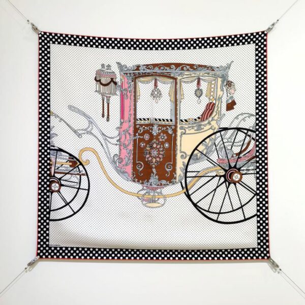 SHMS2518 18mm double-face 90x90cm twill di seta Hermès "Royal Carriage" (AAC3)