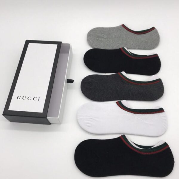 repliche,replica,perfette,siti di,affidabili,migliori siti,dove comprare,1:1,scarpe da ginnastica Calzini semi-invisibili GUCCI, qualità puro cotone, 5 paia in scatola, indossabili sia da uomo che da donna (C73E)