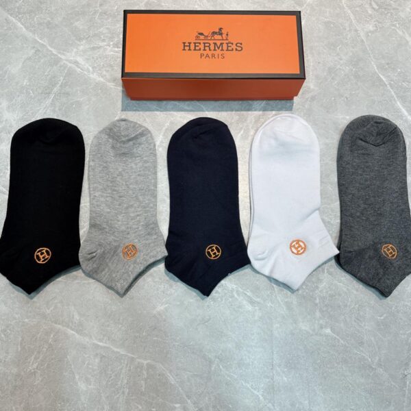HERMES nuovo materiale in puro cotone, confortevole e traspirante, 5 paia in una scatola (F66F)