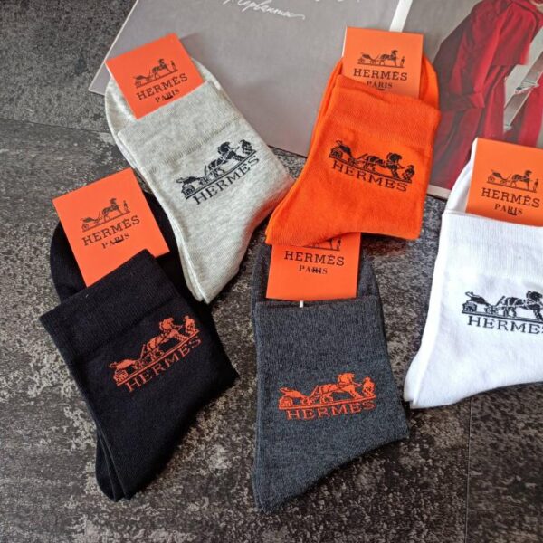 HERMES Calzini/Stocks Confezione da 5 paia 5 colori diversi Stile coppia (B0B4)