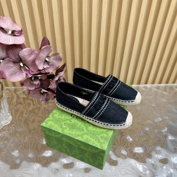 repliche,replica,perfette,siti di,affidabili,migliori siti,dove comprare,1:1,scarpe da ginnastica Espadrillas in denim con applicazioni ricamate GUCCI Paris Spring Ines