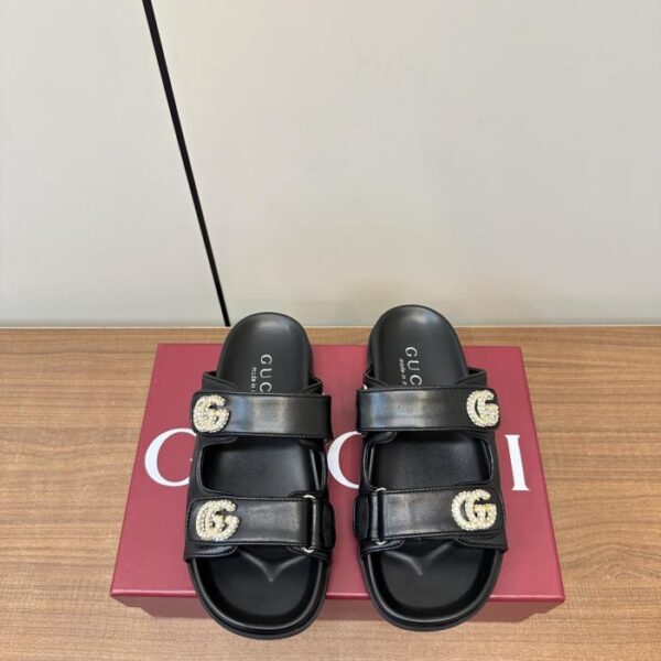 repliche,replica,perfette,siti di,affidabili,migliori siti,dove comprare,1:1,scarpe da ginnastica Sandali con fibbia doppia G di diamanti da donna di Gucci
