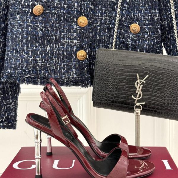 repliche,replica,perfette,siti di,affidabili,migliori siti,dove comprare,1:1,scarpe da ginnastica GUCCI estate nuovi sandali con cinturino con tacco alto in metallo di bambù