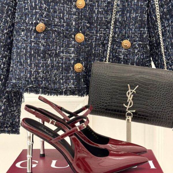 GUCCI estate nuovi sandali con tacco alto in metallo di bambù con tacco alto