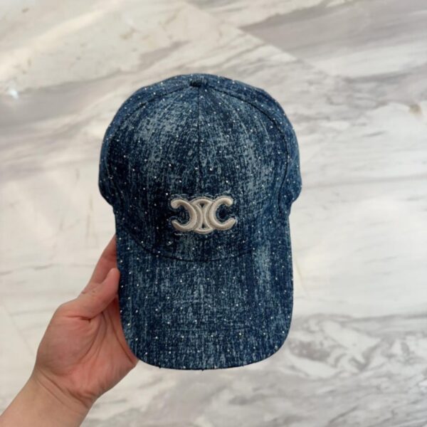 CELINE nuovo berretto da baseball retrò blu denim