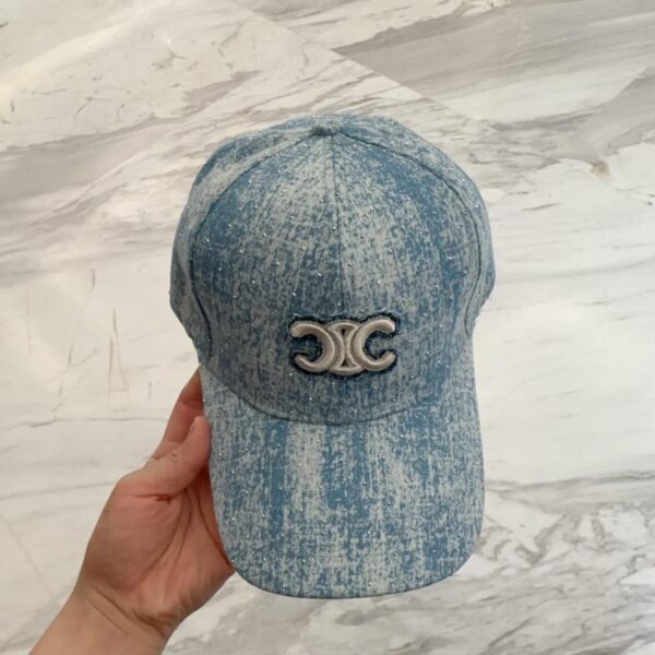 CELINE nuovo berretto da baseball retrò blu denim