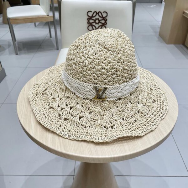 Cappello di paglia stile vacanza lavorato a maglia con berretto da baseball LouisVuitton
