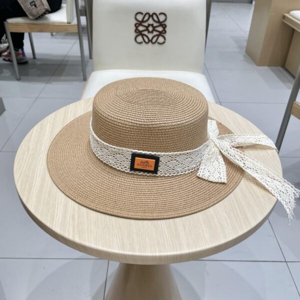 repliche,replica,perfette,siti di,affidabili,migliori siti,dove comprare,1:1,scarpe da ginnastica Cappello da sole piatto da spiaggia estivo da donna in paglia di pizzo Hermes