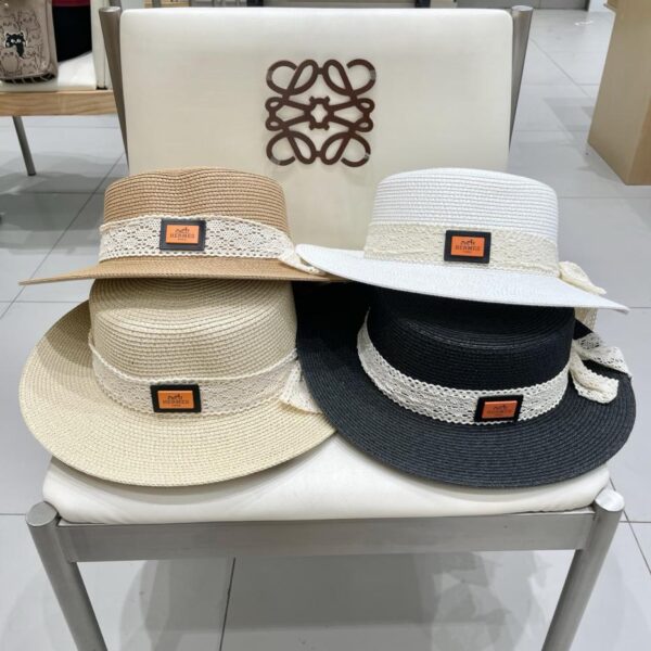 repliche,replica,perfette,siti di,affidabili,migliori siti,dove comprare,1:1,scarpe da ginnastica Cappello da sole piatto da spiaggia estivo da donna in paglia di pizzo Hermes
