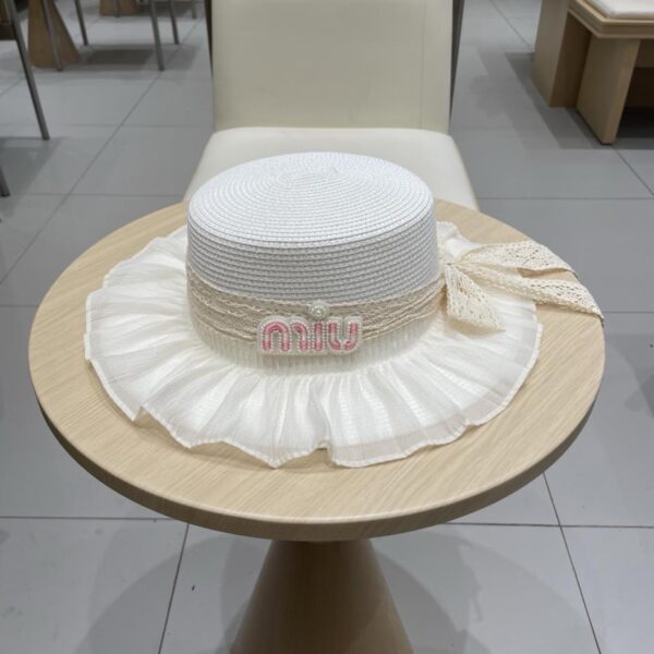 repliche,replica,perfette,siti di,affidabili,migliori siti,dove comprare,1:1,scarpe da ginnastica Cappello Di Paglia Miu Miu Cappello Di Paglia Con Fiocco In Pizzo