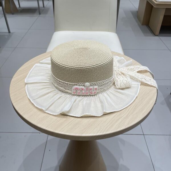 repliche,replica,perfette,siti di,affidabili,migliori siti,dove comprare,1:1,scarpe da ginnastica Cappello Di Paglia Miu Miu Cappello Di Paglia Con Fiocco In Pizzo