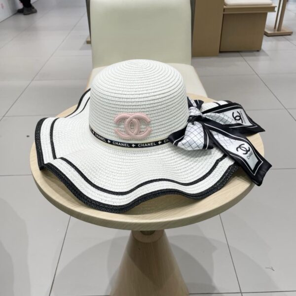 repliche,replica,perfette,siti di,affidabili,migliori siti,dove comprare,1:1,scarpe da ginnastica Cappello da sole Chanel in paglia con bordo ondulato