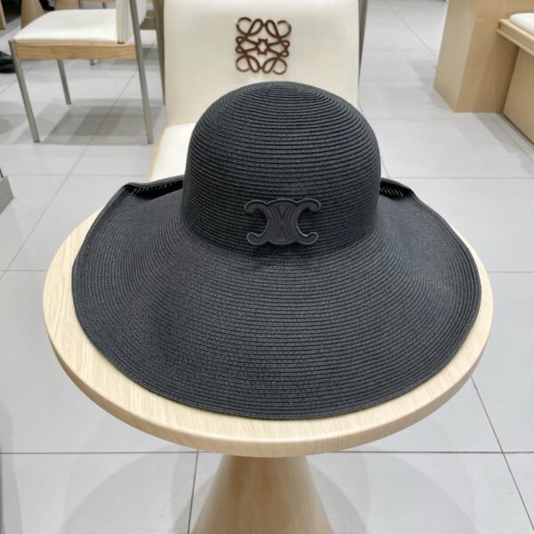 repliche,replica,perfette,siti di,affidabili,migliori siti,dove comprare,1:1,scarpe da ginnastica Cappello di paglia Celine con risvolto e bottone a tesa larga, cappello da spiaggia estivo pieghevole per protezione solare da donna
