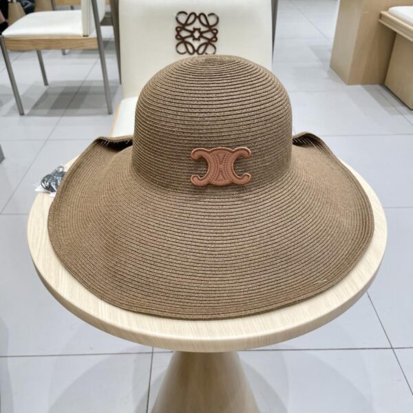 repliche,replica,perfette,siti di,affidabili,migliori siti,dove comprare,1:1,scarpe da ginnastica Cappello di paglia Celine con risvolto e bottone a tesa larga, cappello da spiaggia estivo pieghevole per protezione solare da donna