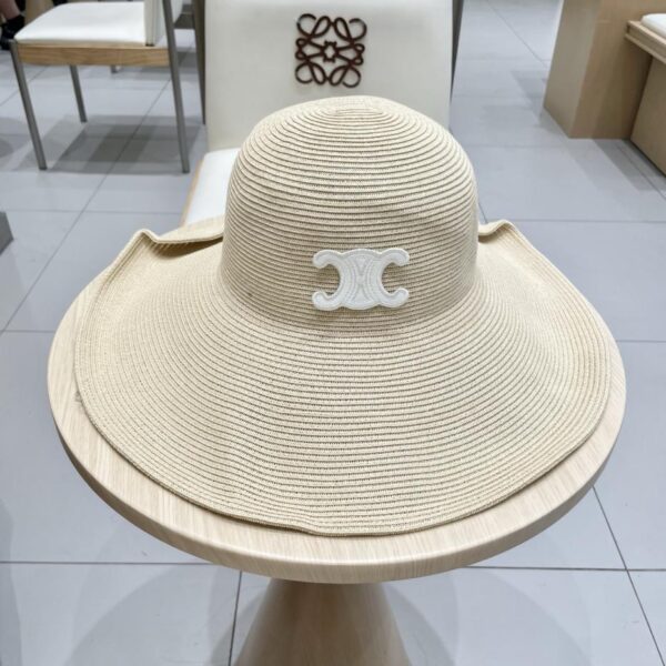 repliche,replica,perfette,siti di,affidabili,migliori siti,dove comprare,1:1,scarpe da ginnastica Cappello di paglia Celine con risvolto e bottone a tesa larga, cappello da spiaggia estivo pieghevole per protezione solare da donna