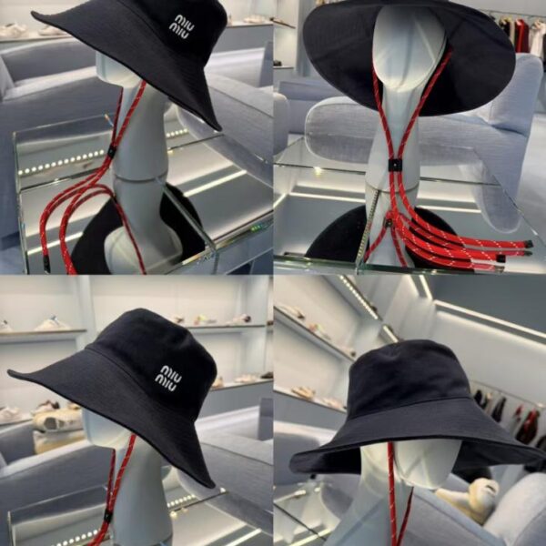 repliche,replica,perfette,siti di,affidabili,migliori siti,dove comprare,1:1,scarpe da ginnastica Cappello da pescatore a tesa larga ricamato di Miu Miu