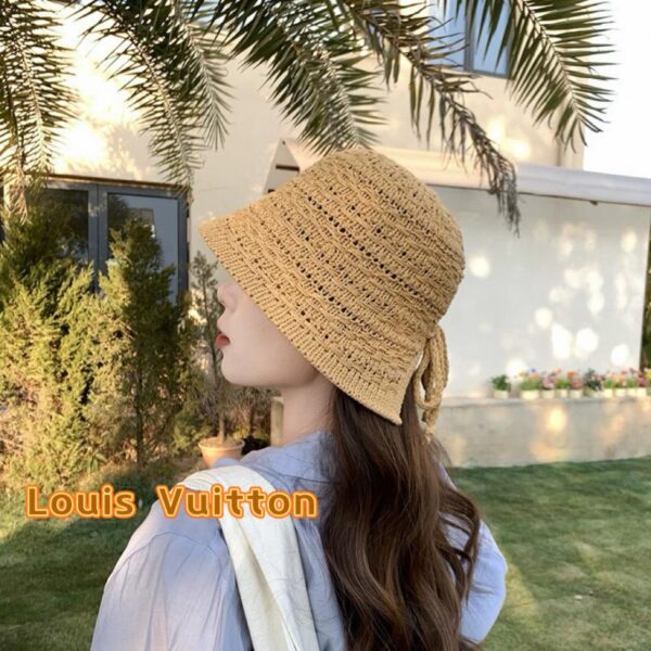 repliche,replica,perfette,siti di,affidabili,migliori siti,dove comprare,1:1,scarpe da ginnastica Cappello da sole da pescatore traspirante vuoto con fessura estiva con fiocco da donna coreano di Louis Vuitton