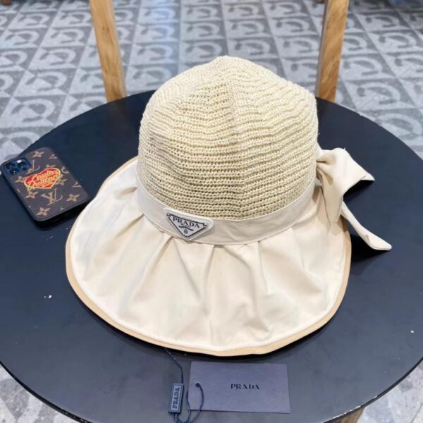 repliche,replica,perfette,siti di,affidabili,migliori siti,dove comprare,1:1,scarpe da ginnastica Cappello in vinile PRADA da donna, cappello di protezione solare anti-UV da viaggio primaverile ed estivo, cappello da pescatore con fiocco a tesa larga