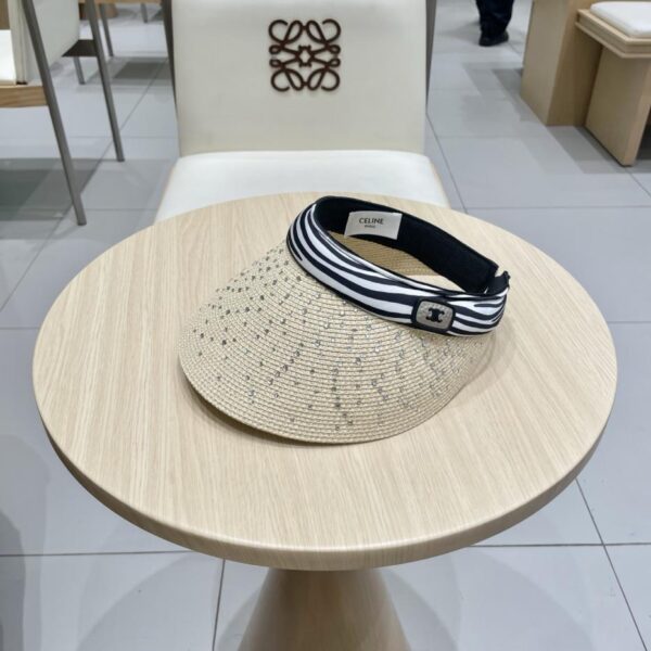 repliche,replica,perfette,siti di,affidabili,migliori siti,dove comprare,1:1,scarpe da ginnastica Cappello a cilindro vuoto da donna con protezione solare francese Celine con motivo zebrato e strass, a tesa larga