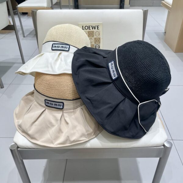 repliche,replica,perfette,siti di,affidabili,migliori siti,dove comprare,1:1,scarpe da ginnastica Cappello da pescatore con protezione UV con fiocco estivo Miu Miu