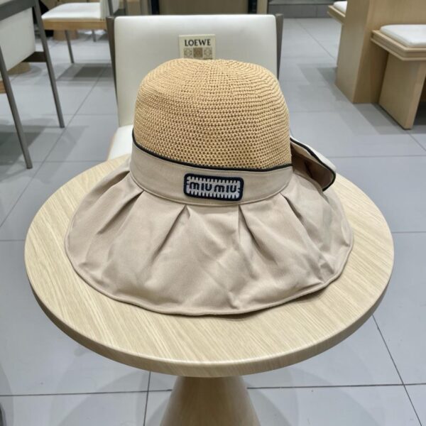 repliche,replica,perfette,siti di,affidabili,migliori siti,dove comprare,1:1,scarpe da ginnastica Cappello da pescatore estivo da donna con fiocco resistente ai raggi UV di Miu Miu