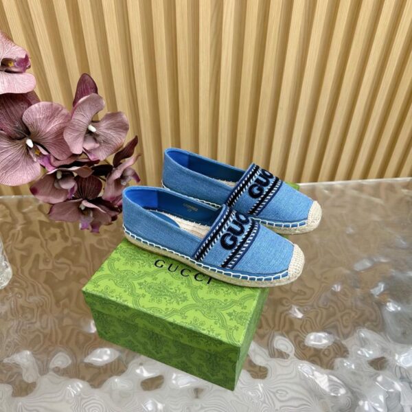 repliche,replica,perfette,siti di,affidabili,migliori siti,dove comprare,1:1,scarpe da ginnastica Nuove espadrillas in denim con applicazioni ricamate GUCCI Paris Spring Ines