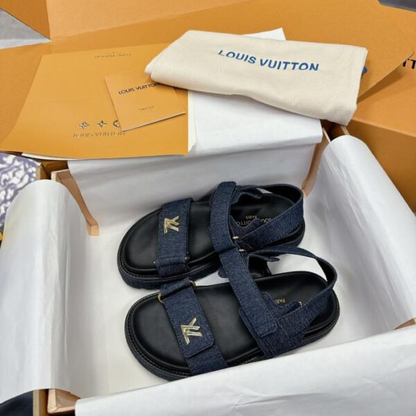 repliche,replica,perfette,siti di,affidabili,migliori siti,dove comprare,1:1,scarpe da ginnastica Nuovi sandali da donna Louis Vuitton SUNSET COMFORT, sandali piatti