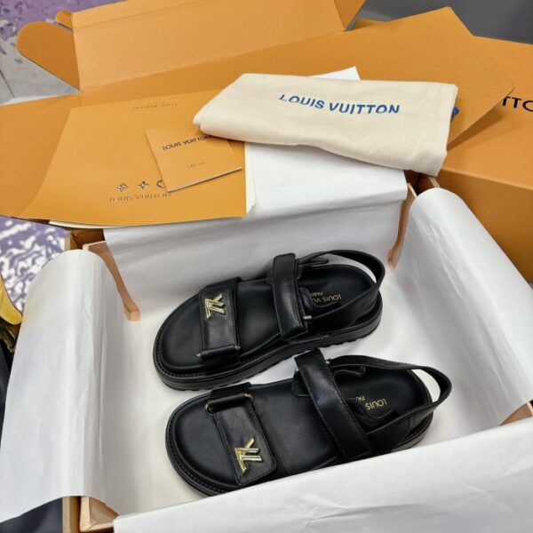 repliche,replica,perfette,siti di,affidabili,migliori siti,dove comprare,1:1,scarpe da ginnastica Nuovi sandali da donna Louis Vuitton SUNSET COMFORT, sandali piatti