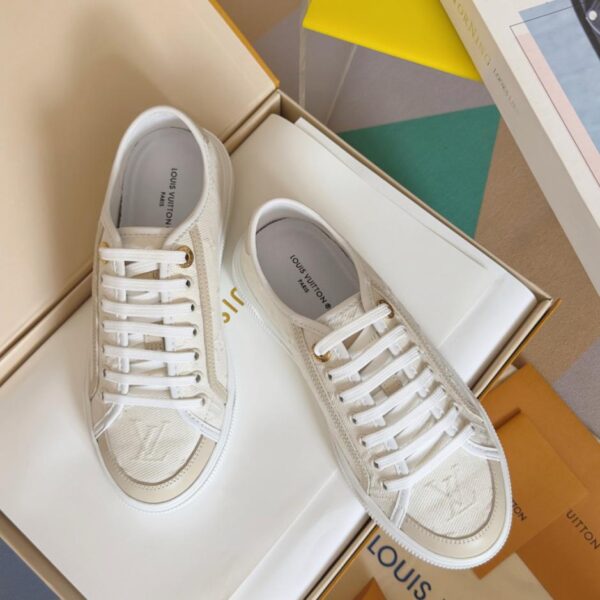 repliche,replica,perfette,siti di,affidabili,migliori siti,dove comprare,1:1,scarpe da ginnastica Sneakers casual Louis Vuitton Lagoon in denim color tannino con suola spessa, per donna, versione top
