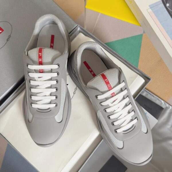 Sneakers casual da uomo Prada America's Cup Series in pelle verniciata e mesh, versione top (WUFGZ)