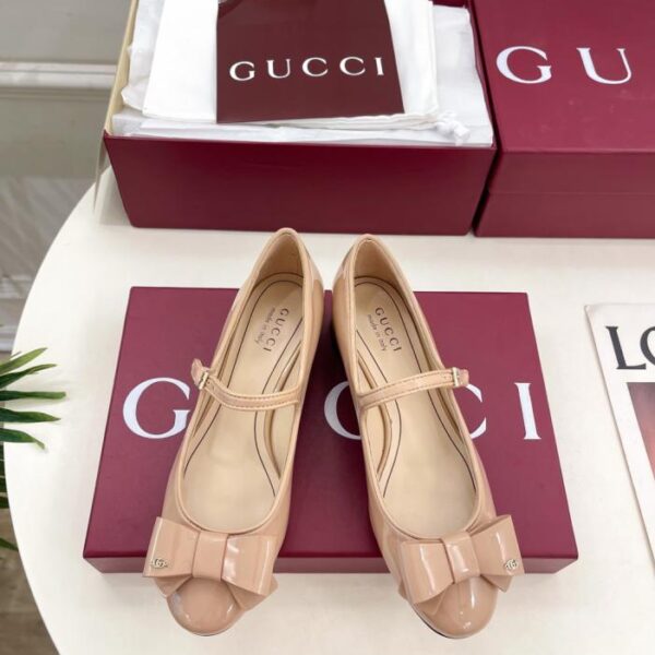 Scarpe Mary Jane Gucci primavera/estate New Classic con fiocco Double G (JYS13)