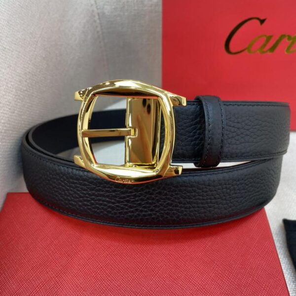 repliche,replica,perfette,siti di,affidabili,migliori siti,dove comprare,1:1,scarpe da ginnastica Cintura con fibbia ad ardiglione Cartier Cintura double face in pelle nera e marrone con logo Cartier (L8SXL)