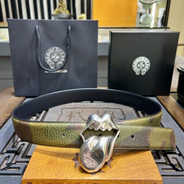 repliche,replica,perfette,siti di,affidabili,migliori siti,dove comprare,1:1,scarpe da ginnastica Cintura mimetica staccabile Chrome Hearts in pelle bovina cerata originale con fibbia in ottone placcato argento 925 (DENJN)