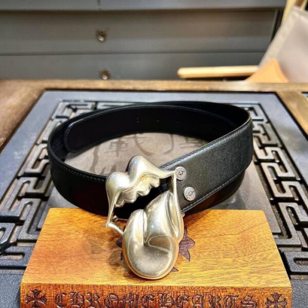 repliche,replica,perfette,siti di,affidabili,migliori siti,dove comprare,1:1,scarpe da ginnastica Cintura nera staccabile Chrome Hearts, pelle di vacchetta cerata originale, fibbia in ottone con placcatura in argento 925 (AVAZZ)