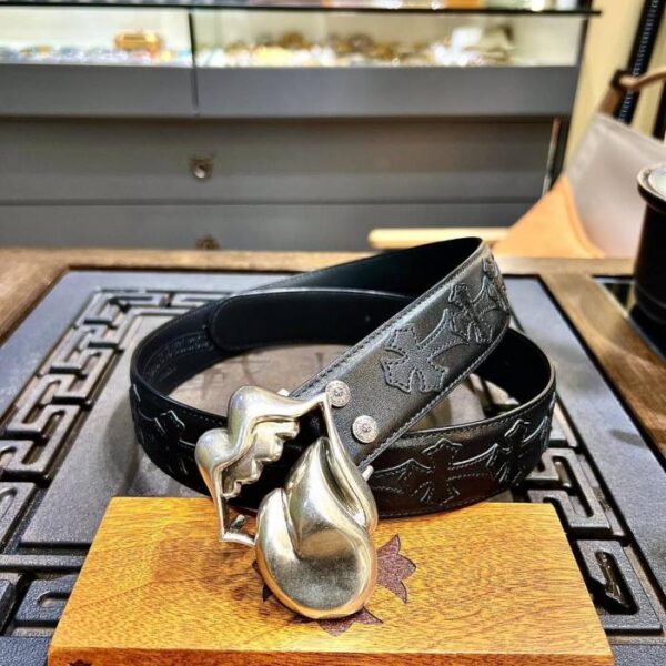 repliche,replica,perfette,siti di,affidabili,migliori siti,dove comprare,1:1,scarpe da ginnastica Cintura nera “Disassembly” con linguetta e logo Rolling Stone, in pelle di vacchetta cerata originale, fibbia in ottone placcata in argento 925 (9SMBK)