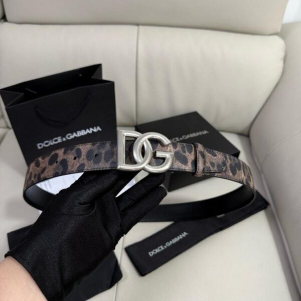 repliche,replica,perfette,siti di,affidabili,migliori siti,dove comprare,1:1,scarpe da ginnastica Cintura reversibile Dolce & Gabbana in vitello Dauphine con stampa leopardata e pelle di vitello, larghezza 3,5 cm (FGFKU)