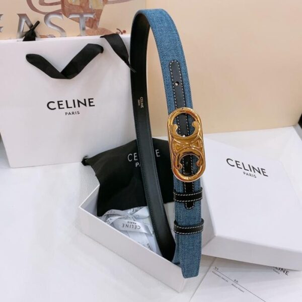 repliche,replica,perfette,siti di,affidabili,migliori siti,dove comprare,1:1,scarpe da ginnastica Cintura in denim media Celine TRIOMPHE TAURILLON Cintura in denim in pelle 2,5 cm (0VX24)