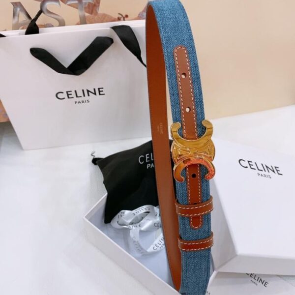 repliche,replica,perfette,siti di,affidabili,migliori siti,dove comprare,1:1,scarpe da ginnastica Cintura in denim media Celine TRIOMPHE TAURILLON Cintura in denim in pelle 2,5 cm (436XY)
