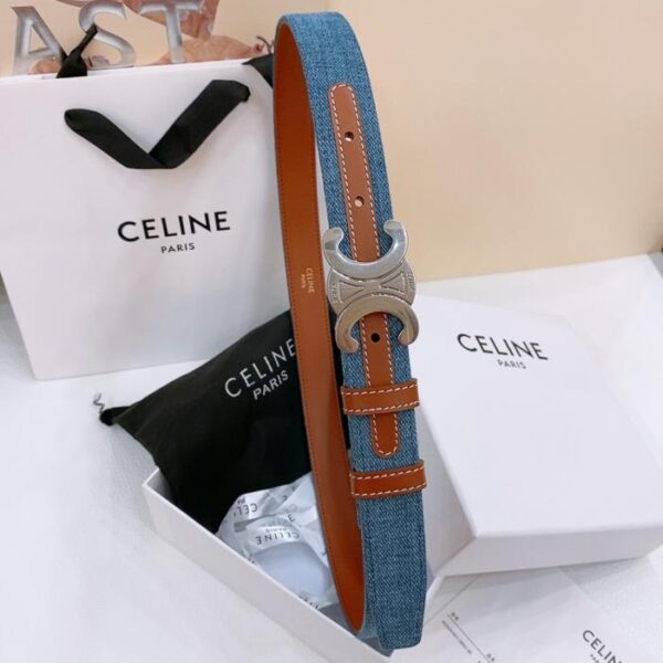repliche,replica,perfette,siti di,affidabili,migliori siti,dove comprare,1:1,scarpe da ginnastica Cintura in denim media Celine TRIOMPHE TAURILLON Cintura in denim in pelle 2,5 cm (ASHLY)